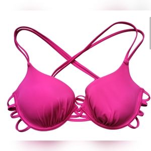 Sundazed hot pink bikini top strappy push up double padded protection size 36B/C
